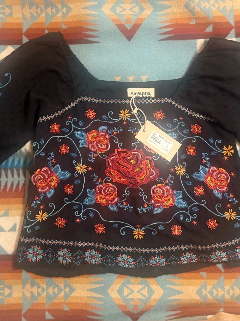 As an Jane embroidered off the shoulder adorable blouse size small